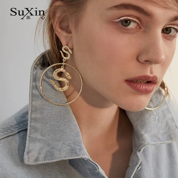 SuXin øreringe 2020 ny simpel snake retro-formet runde øreringe til kvinder længe alloy vedhæng, øreringe og smykker gave
