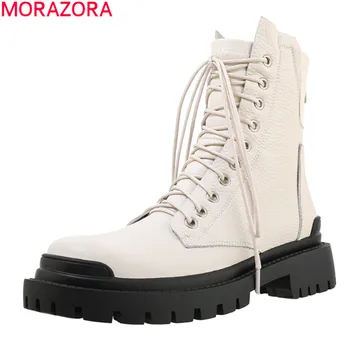 MORAZORA 2020 Nye ankomst ankel støvler i ægte læder komfortable damer sko med hæle rund tå vinteren kvinder støvler