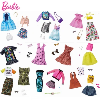 Barbie Tilbehør Kjole Outfits Dukker, Tøj, Legetøj til Piger Taske Halskæde Mode Tøj ændringssæt Gaver Prinsesse