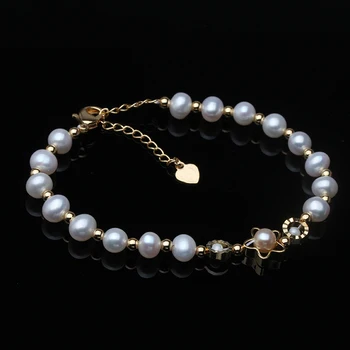 Bryllup Fine Charm Perle Smykker Naturlig Hvid Ferskvands Perle Armbånd Til Kvinder Jubilæum Gave