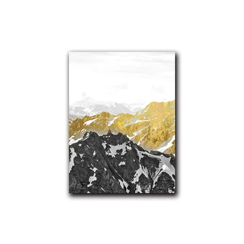 Gyldne Bjerg Landskab Abstrakt Kunst På Væggene Billede Lærred Maleri Plakat Print Væg Kunst, Billeder, Stue Dekoration