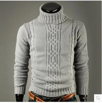 Mænd Vinteren Holde Varmen Føre Sweater Uregelmæssige Vridende Høj langærmet Fortykkelse Grove Sweater herretøj