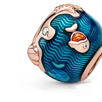 2020 Høj Kvalitet 925 Sterling Sølv Glimtende Bølger Fisk Charms Perler passer Oprindelige Europæiske Armbånd Kvinder DIY Smykker