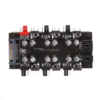 IDE/SATA-1 Til 6 Måde PWM /ARGB Enhed Expander 4-Pin Ventilatorer Hub Splitter Kabel-12V strømstik Adapter-kort Til Computer