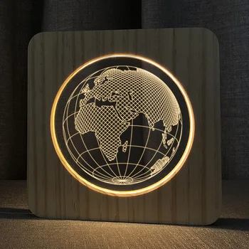 Acecorner 3D LED-Astronaut Eiffeltårnet Jorden Akryl, Træ-USB-Nat Lampe bordlampe Udskæring Lampe til Teenager-Værelse Dekorere