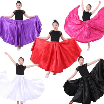 Nye Piger Flamenco Skørt spansk Dans Kjole Praksis Konkurrence Fase Kor Ydeevne Costuems for Børn Flamengo Nederdele