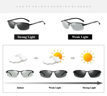 2020 Mænd Polariseret Fotokromisk Solbriller Erhvervsmæssig Kørsel Anti-glare Briller Mænd Misfarvet Sol Briller A289