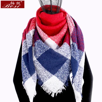 Vinteren cashmere plaid tørklæde sjal sjaal kvinde poncho trekant luksus mærke bandana designer pashmina wrap store stoles luksus