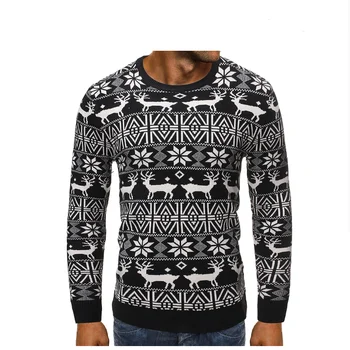 2020 Efteråret og Vinteren Jul Nye Mænds Mode Sikker Hjorte Print Afslappet Rund Hals Slim Pullover Sweater Trøje Asian Størrelse