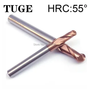 TUGE HRC55 2 Fløjte Wolfram Stål Fræseren Metal Legering Værktøjer til Fræsning Bolden Næse endefræsere Til Metal Fræser Carbide Fræsning c