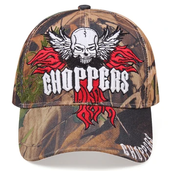 Mænds broderi kraniet baseball cap camouflage jagt taktiske cap udendørs sun hat cool far hat