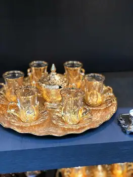 Sæt i 6 Håndlavet Kobber tyrkisk Te, Vand Zamzam, der Serverer Briller Tallerken