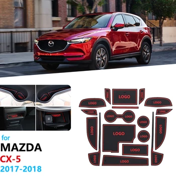 Anti-Slip Gummi Gate Slot Cup Mat For Mazda CX-5 2017 2018 2019 MK2 KF CX5 CX-5 Coaster Cup pad Tilbehør Bil Klistermærker