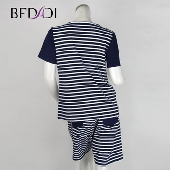 BFDADI Mode stribe Sæt Til Kvinder Shorts T-Shirt 2 Stykke Tøj Til Kvinder Tøj casual korte ærmer shorts, der passer Z-1903