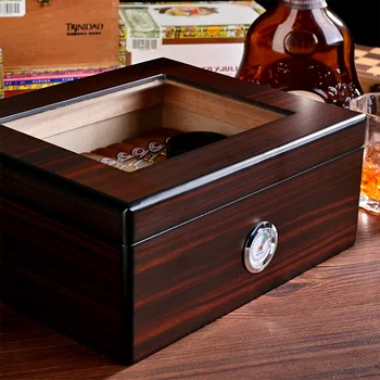 CIGARLOONG Gratis fragt Cedertræ Cigar Humidor Box Large Plads til 50 Cigarer med Hygrometer Luftfugter Desktop-Box
