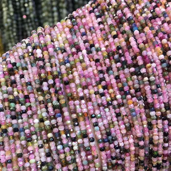 Små Perler Naturlige Sten Perler Turmalin 2X3mm Abacus perler Afsnit Løse Perler til smykkefremstilling Halskæde DIY Armbånd