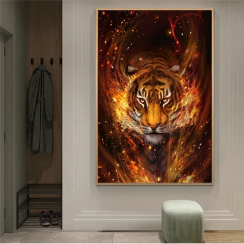 Moderne Dyr Kunst Plakater Tiger, Løver Brand Væg Kunst, Lærred Maleri på Væggen Udskriver Væg Billeder til stuen Hjem Væggen Cuadros