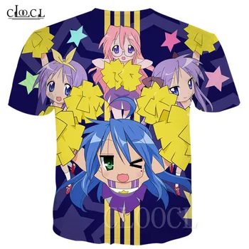 CLOOCL Lucky Star Japansk Anime-T-Shirt Herre Kvinder Tegnefilm Loli Overdimensionerede Sports T-Shirts, 3D Printet Harajuku Streetwear Toppe
