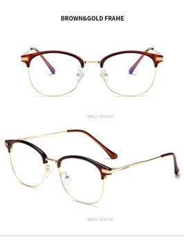 2020 Nye Mode Halv Frame Briller Ramme Kvinde Mænd Læsning Glas Retro Klar Linse Computer-Brille Ramme Optiske Briller