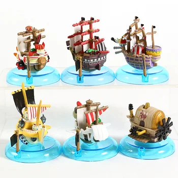 6stk/masse Japan Animationsfilm Et Stykke skib Thousand Sunny Går Glædelig Pirat Skib Pirat Båd PVC-Action Figur Model Legetøj