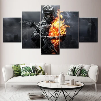 Battlefield 3 spil, plakat, 5 Stykke HD Baggrunde Lærred Kunst Udskriver og moderne Plakat Modulære kunst maleri til stuen Home Decor