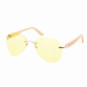 LONSY Bambus Træ-Solbriller Kvinder Mode Brand Designer UV400 Blå Lys Linse Retro Kvindelige solbriller Retro Briller