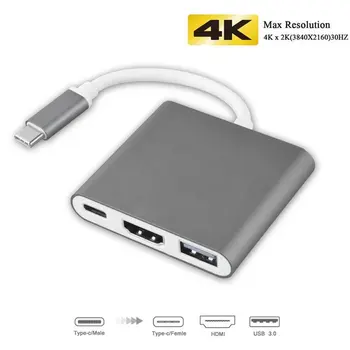 2020 USB-C-HUB til HDMI Adapter Til Macbook Pro/Air Thunderbolt 3 USB Type C-Hub til HDMI 4K USB 3.0-Port USB-C Power Levering