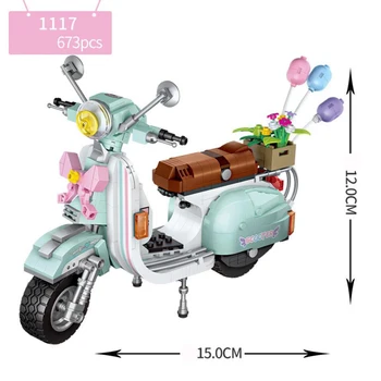 LOZ SKABEREN Skala by køretøj mini diamant byggesten vespa motorcykel samle model mursten legetøj indsamling til gaver