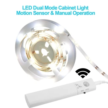 LED Strip Light Indendørs PIR bevægelsesføler Detektor Fleksibel Tape 6V Vandtæt Lampe 1M 2M 2835SMD 4AAA Batteri-Power Led-Lys