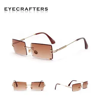 EYECRAFTERS Lille Mode Solbriller Kvinder Uindfattede Square solbriller Kvinder Nuancer Designer Stil Kvindelige Uv400 Retro Mandlige