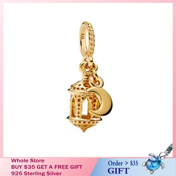DIY Smykker til Kvinder Dame Guld charm i 925 Sterling Sølv Perler Arabiske Lanterne Dingle Charms passer Oprindelige Pandora Armbånd