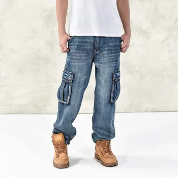 Lige Mærke Herre Jeans Straight Blå Farve Trykt Jeans Til Mænd Designer I Stor Størrelse 30-46