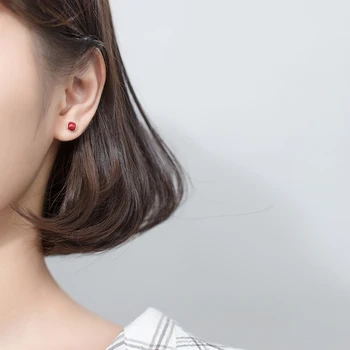 Modian Højde Quallity Sterling Sølv 925 Elegante Onyx Stud Øreringe til Kvinder Geometriske Ear Pin-Retro-Stil, Fine Smykker