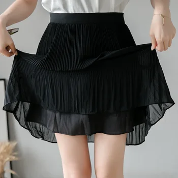 Kvinder Sommeren Plisserede Nederdele 2020 Casual Sexy Høj Talje For En Linje Nederdel Dame Elegant Koreansk Tøj, Sort Mini-Kort Nederdel