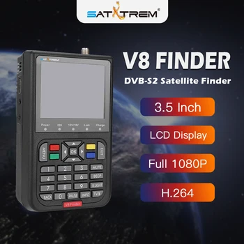 Satxtrem V8 Finder DVB-S2/S2X H. 265 Digital TV via Satellit Finder DVB-S2 Satfinder Full HD FTA Satellit Signal Meter SAD Finder
