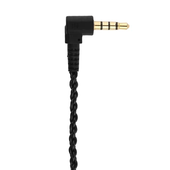 Hovedtelefon o Kabel Reparation Udskiftning 3,5 mm stereojack DIY Albue Hovedtelefon 4 Kobber Core Wire med Mic Volume Control(Sort)