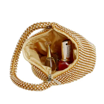 Mode Kvindelige Clutch Taske Rhinestone Crystal Beaded Kvinder Aften Tasker Diamant Bryllup Brude Håndtasker Soft Mini Pung ZD1160