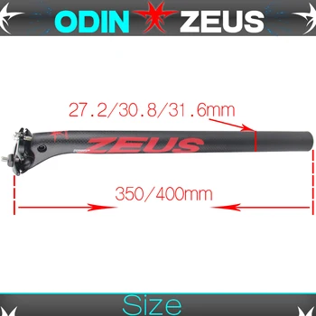 Odinzeus Ultra light super styrke MTB/Landevej, Sadelpind Carbon Fiber Cykel parallel Sæde indlæg 27.2/30.8/31.6/*350/400mm