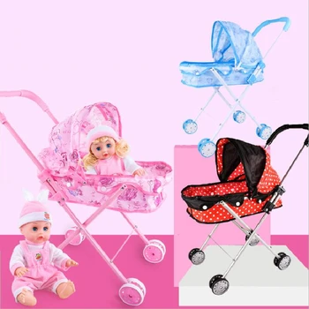 55 cm baby dukke vogn, Stort jern indkøbsvogn legetøj og 20cm baby doll fødselsdagsgave Legehus og legetøj baby gave Dukke tilbehør