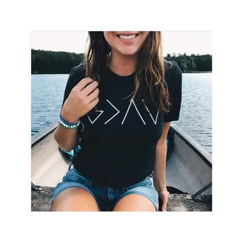 Gud Er Større End Høj-og Nedture Breve Kvindelige T-shirt med Inskriptioner Æstetiske Kvinder Sommeren Short Sleeve Tee Camisas