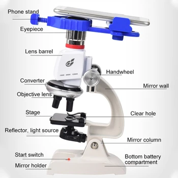 1200X Studerende Monokulare Biologiske Mikroskop Sæt Legering Hjem School Science Lærerigt For Børn Barn Lab Optiske Instrumenter