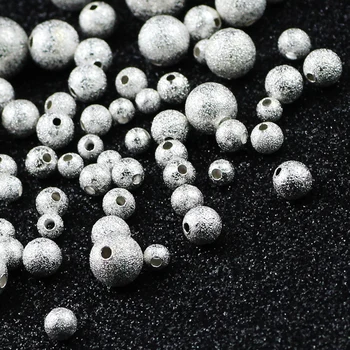 Sølv Folder Kobber perler Runde rynke Spacer Løse perler til Smykker at Gøre DIY Charme beaded Armbånd Halskæde 3 4 6 8 10 12 mm