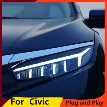 Bil Styling Til Nye Honda Civic-2018 Forlygter til aktivt DRL optik Nye Civic LED-forlygter med dynamisk blinklyset