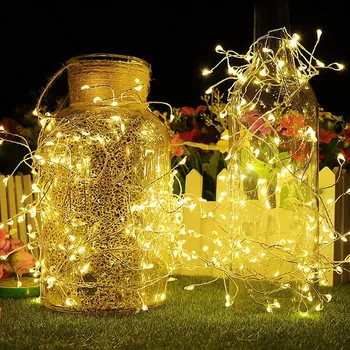 LED String Lys 2M 5M kobbertråd Kanonslag Fariy Garland Lys Bryllup Christmas Light Part Dekoration Lys