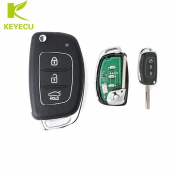 KEYECU Erstatning 3-Knappen Smart Flip Fjernstyret Bil Key Fob 433MHz ID46 for Hyundai Accent-2016
