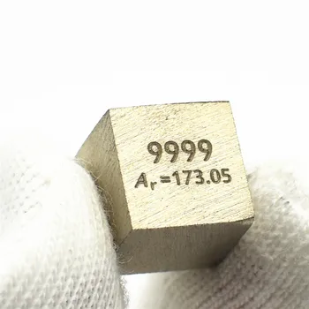 Ytterbium Metal Block 10mm Tæthed Cube 99.99% Rent for Element Indsamling Hobbyer DIY Håndværk Skærm
