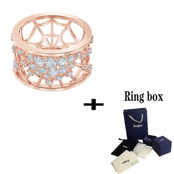 SWA 2019 Nye PRÆCIST Ring Mønster Rose Gold Spider Online isvand Crystal Fashion Kvinder Smykker Udsøgt Engagement Ring