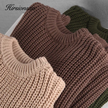 Hirsionsan Casual Sweater Kvinder 2020 Ny koreansk Elegante Strikkede Pullovers løs Bløde Kvindelige Pullovere Mode Solid Toppe