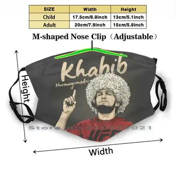 Khabib Nurmagomedov Print Genanvendelige Maske Pm2.5 Filter Trendy Munden Ansigtsmaske Til Børn, Voksne Khabib Nurmagomedov Khabib
