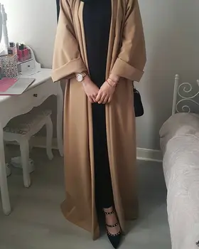 WEPBEL Dubai Muslimske Kvinder Kjole Løs Cardigan tyrkiske Klæder Afslappet langærmet Kaftan Solid Islamisk Tøj med Bælte
